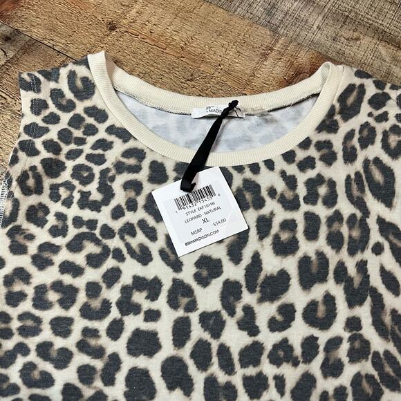 89th & Madison | NEW Women's Brown Cream Leopard Cold Shoulder Top Sz XL - Picture 3 of 3